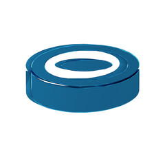 Blue Checker game chips icon isolated on transparent background.