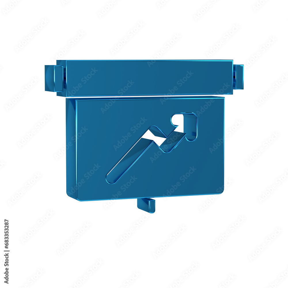 Poster blue board with graph chart icon isolated on transparent background. report text file icon. accounti