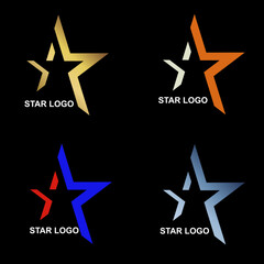 Star logo illustration design with four color variants