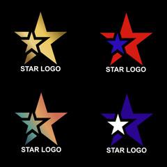 Star logo illustration design with four color variants