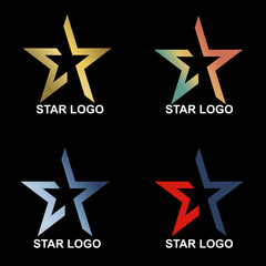 Star logo illustration design with four color variants