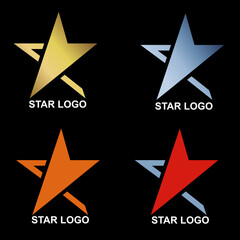 Star logo illustration design with four color variants