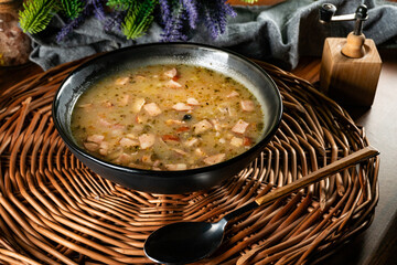 Sour soup in bowl.
