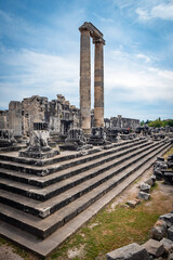 The colossal ruins of the Temple of Apollo at Didyma. Didymaion was an important oracle center in ancient period. Aydin, Turkey