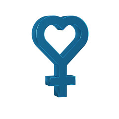 Blue Female gender symbol icon isolated on transparent background. Venus symbol. The symbol for a female organism or woman.