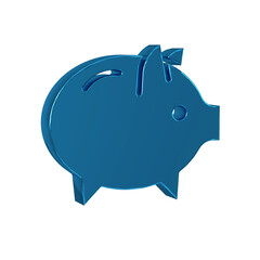 Blue Piggy bank icon isolated on transparent background. Icon saving or accumulation of money, investment.