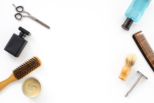 Frame of male accessories for shaving and cosmetic beauty products