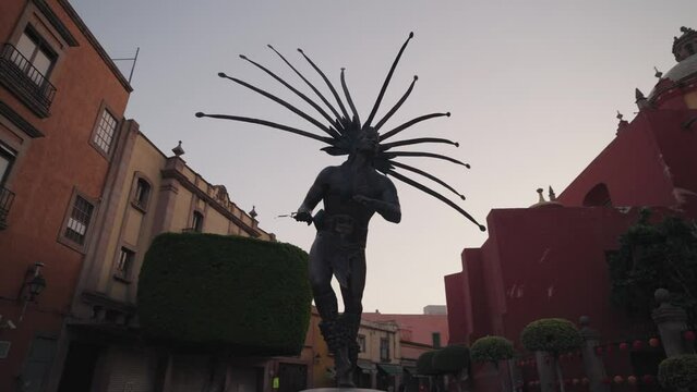 El Danzante Conchero Chichimeca Traditional Dancer Statue Queretaro, Mexico