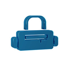 Blue Sport bag icon isolated on transparent background.