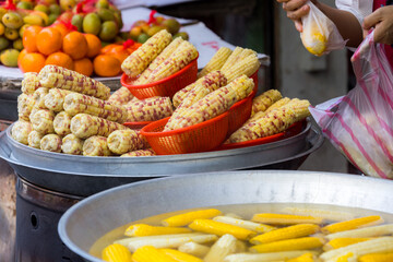Sweet corn sell in the street market
