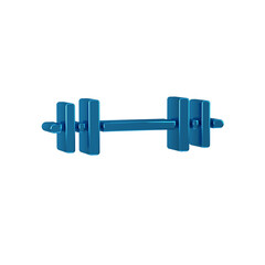 Blue Barbell icon isolated on transparent background. Muscle lifting icon, fitness barbell, gym, sports equipment, exercise bumbbell.