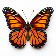 Majestic Monarch Butterfly, Splendid Hues, Isolated on White