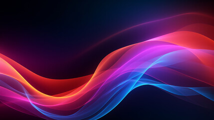 Abstract neon background with waves in the style of blue dark purple and gold
