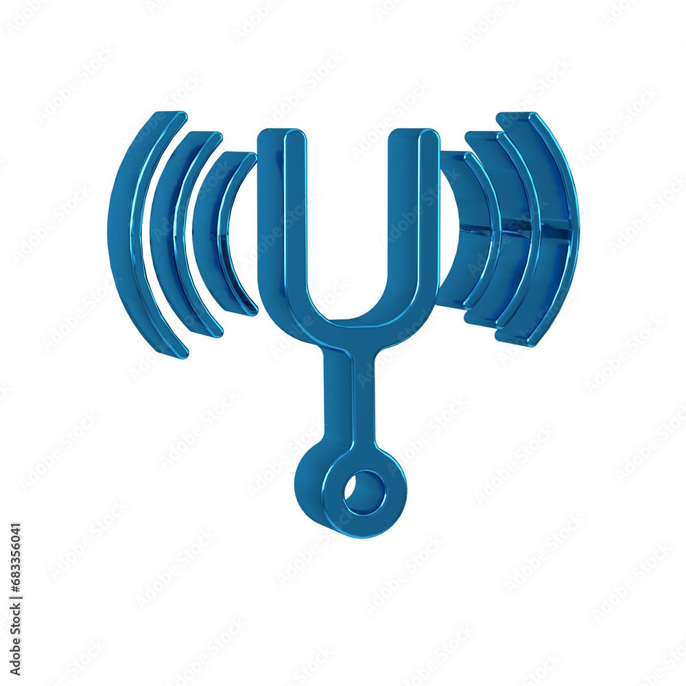 Poster blue musical tuning fork for tuning musical instruments icon isolated on transparent background.