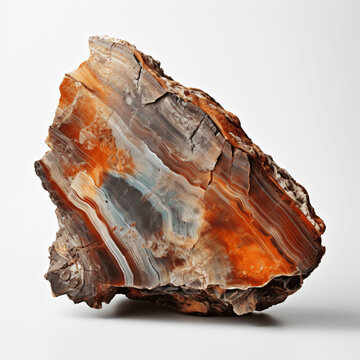 Colorful Petrified Wood on White