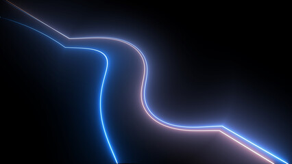 Neon blue and pink color moving high-speed curved lines concept. High-speed data transfer.
