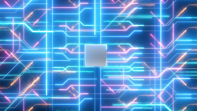 Printed circuit board PCB. Electronic connections, communication, futuristic technology. hi-tech digital data connection system.