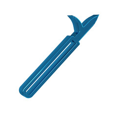 Blue Metal pike pole with wooden handle icon isolated on transparent background. Spear, pickaxe, hook hand extinguishing instrument and tool for fireman.