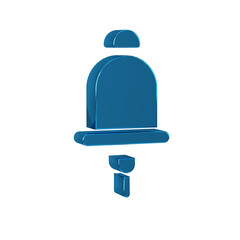 Blue Ringing alarm bell icon isolated on transparent background. Fire alarm system. Service bell, handbell sign, notification symbol.