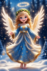 Fototapeta premium Nikolaus und Christkind Besuch im Winter Wonderland, generated image