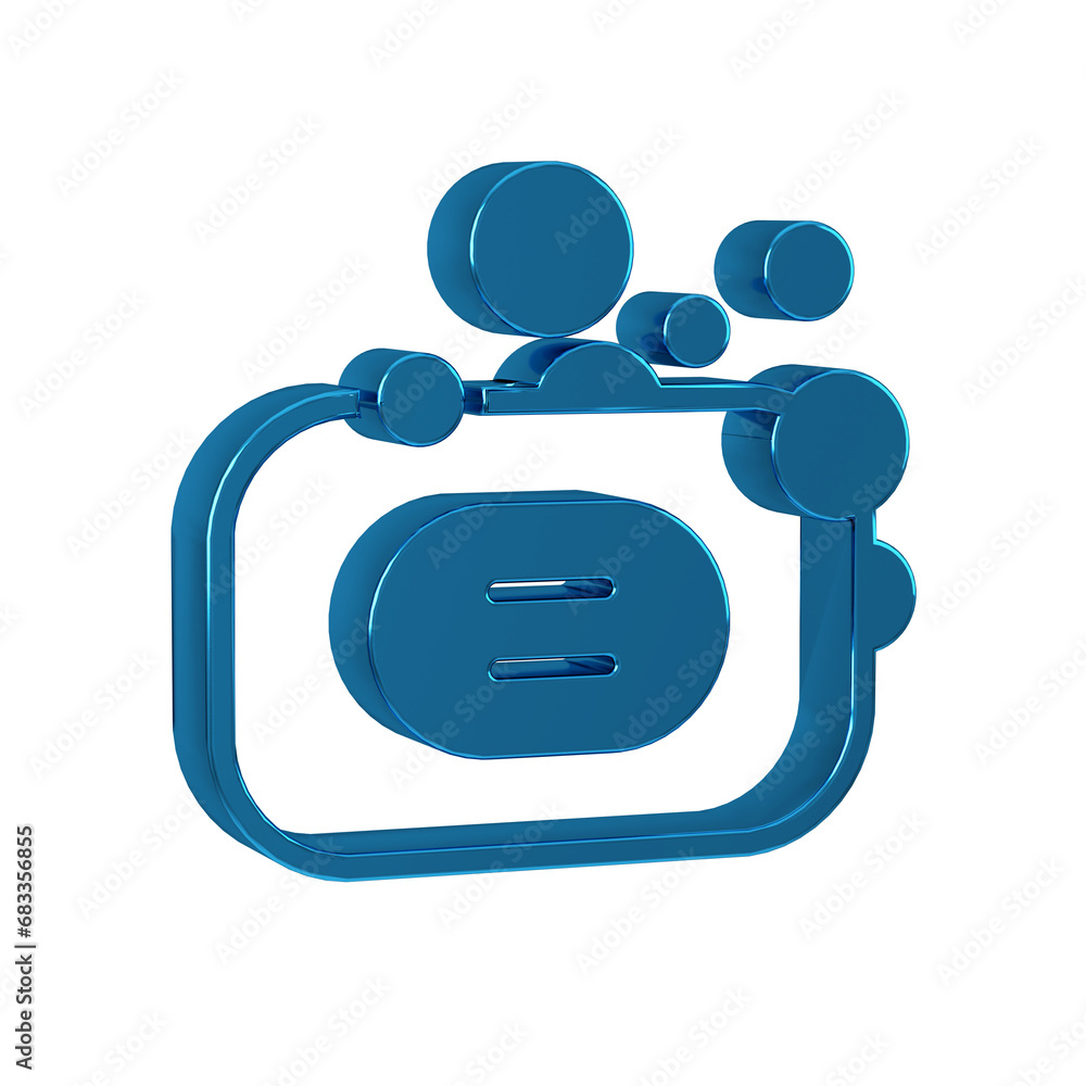 Poster blue bar of soap icon isolated on transparent background. soap bar with bubbles.