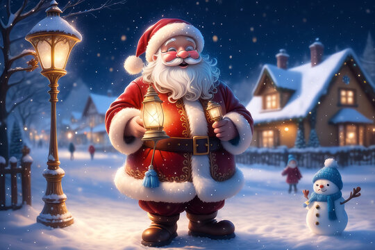 Nikolaus und Christkind Besuch im Winter Wonderland, generated image