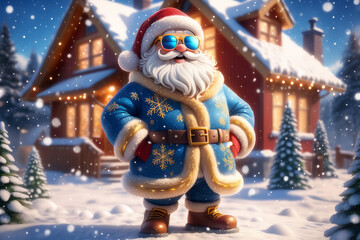 Nikolaus und Christkind Besuch im Winter Wonderland, generated image