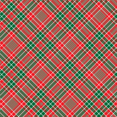 Plaid Chrismas Pattern in Green, Red and Black , Diagonal Gingham Seamless In Green and Red Seamless Scottish Tartan