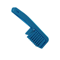 Blue Hairbrush icon isolated on transparent background. Comb hair sign. Barber symbol.