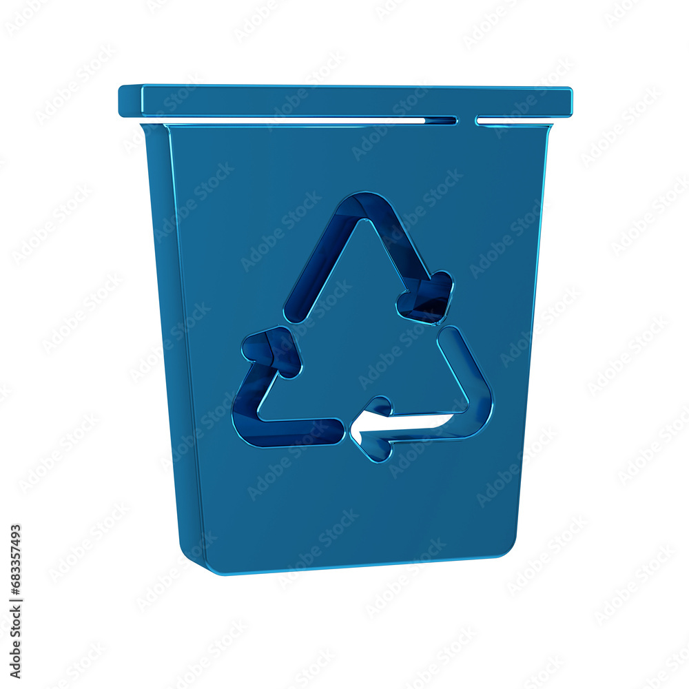 Poster blue recycle bin with recycle symbol icon isolated on transparent background. trash can icon. garbag