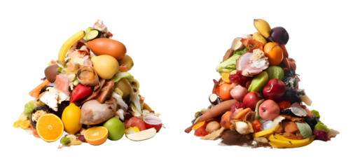 Food waste isolated on transparent PNG background, Generative Ai