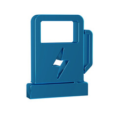 Blue Electric car charging station icon isolated on transparent background. Eco electric fuel pump sign.