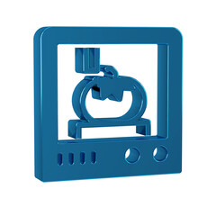 Blue 3D printing technology icon isolated on transparent background.