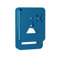 Blue Genetic engineering book icon isolated on transparent background. DNA symbol.