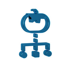 Blue Genetically modified food icon isolated on transparent background. GMO fruit.