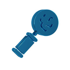 Blue Microorganisms under magnifier icon isolated on transparent background. Bacteria and germs, cell cancer, microbe, virus, fungi.