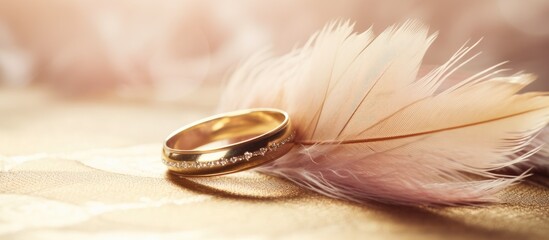 Nostalgic aura with two golden rings and feather