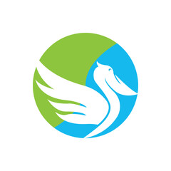 pelican bird logo vector icon in simple illustration design