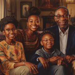 happy black american family