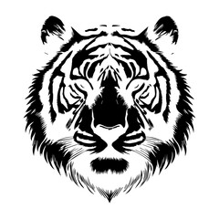 tiger head in black silhouette style