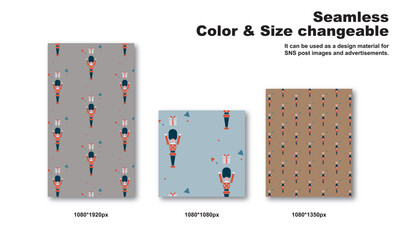 おもちゃの兵隊をモチーフにした背景パターン、シームレス、グラフィック素材