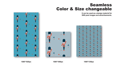 おもちゃの兵隊をモチーフにした背景パターン、シームレス、グラフィック素材