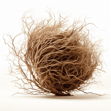 Tumbleweed of Desert Origins, Isolated on White Background