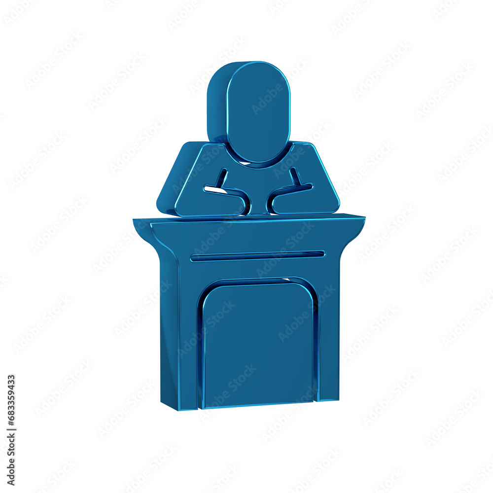 Poster blue judge icon isolated on transparent background.