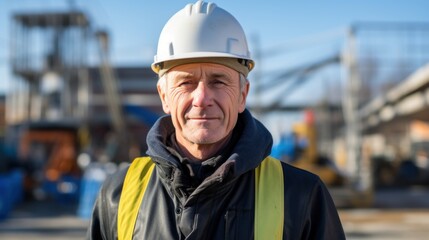 Fototapeta premium A man wearing a hard hat and jacket