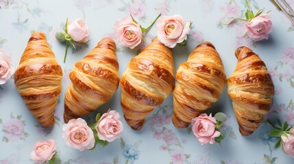 A group of croissants sitting on top of a table
