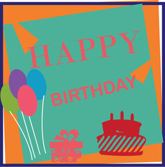 vector birthday card with balloons celebration background