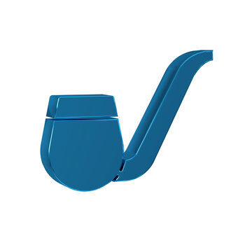 Blue Smoking pipe with smoke icon isolated on transparent background. Tobacco pipe.