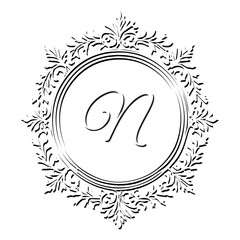 royal frame, letter n