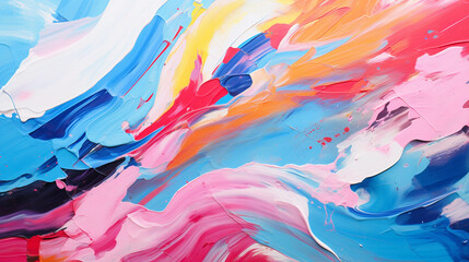 Fototapeta premium Paint different colors, blending and contrasting onto the surface.